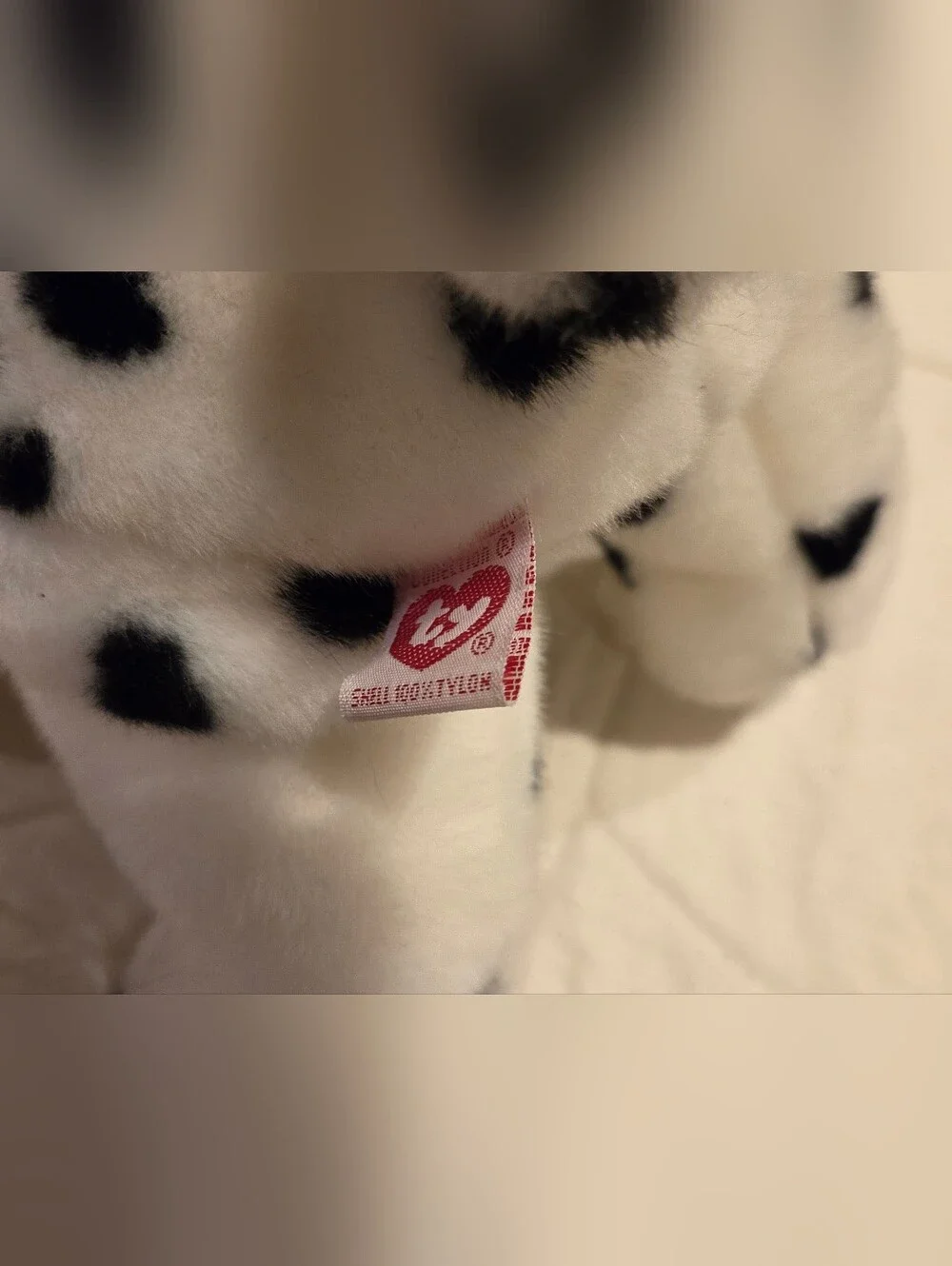 Ty Beanie Buddy Dot The  Dalmatian Dog Toy - White and Black Soft Puppy 1999